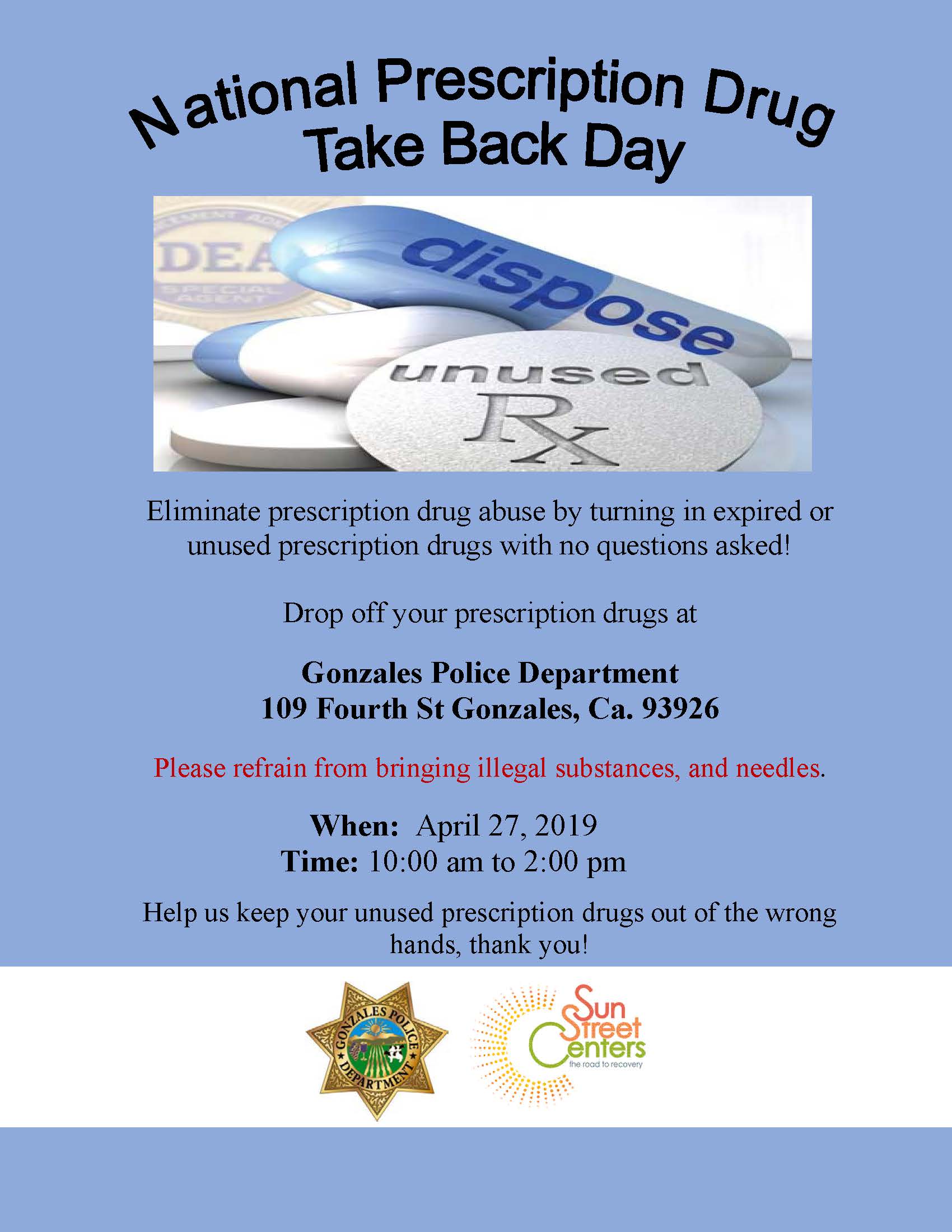 National Prescription Drug Take Back Day April 27, 2019