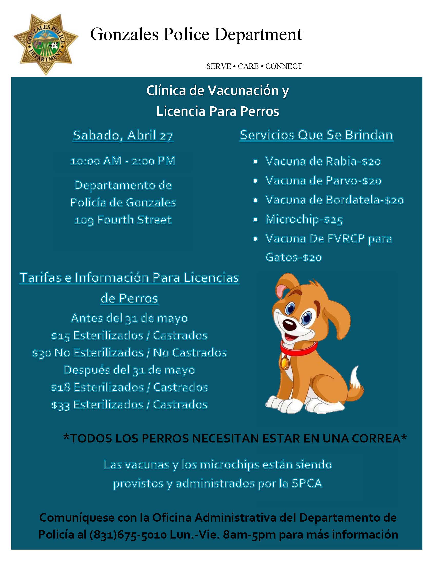 Clinica de Vacunacion & Licencia Para Perros 2019