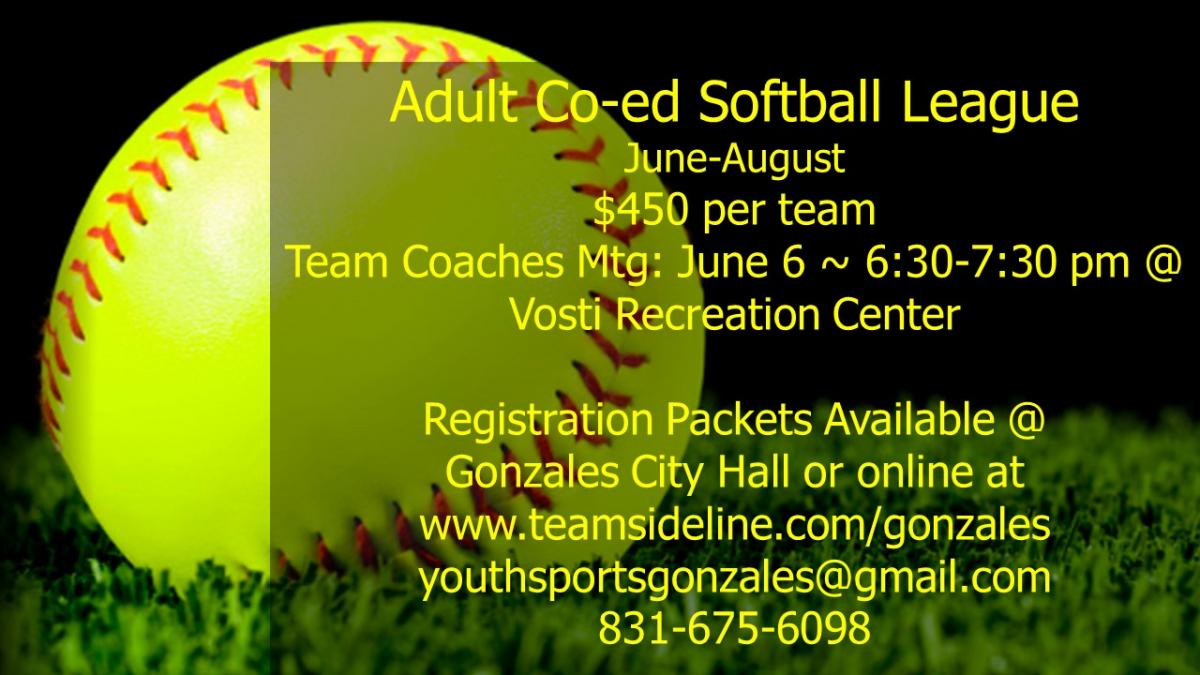 Register now for Gonzales Adult Co-Ed Softball 831-675-5000 Photo: Softball on grass