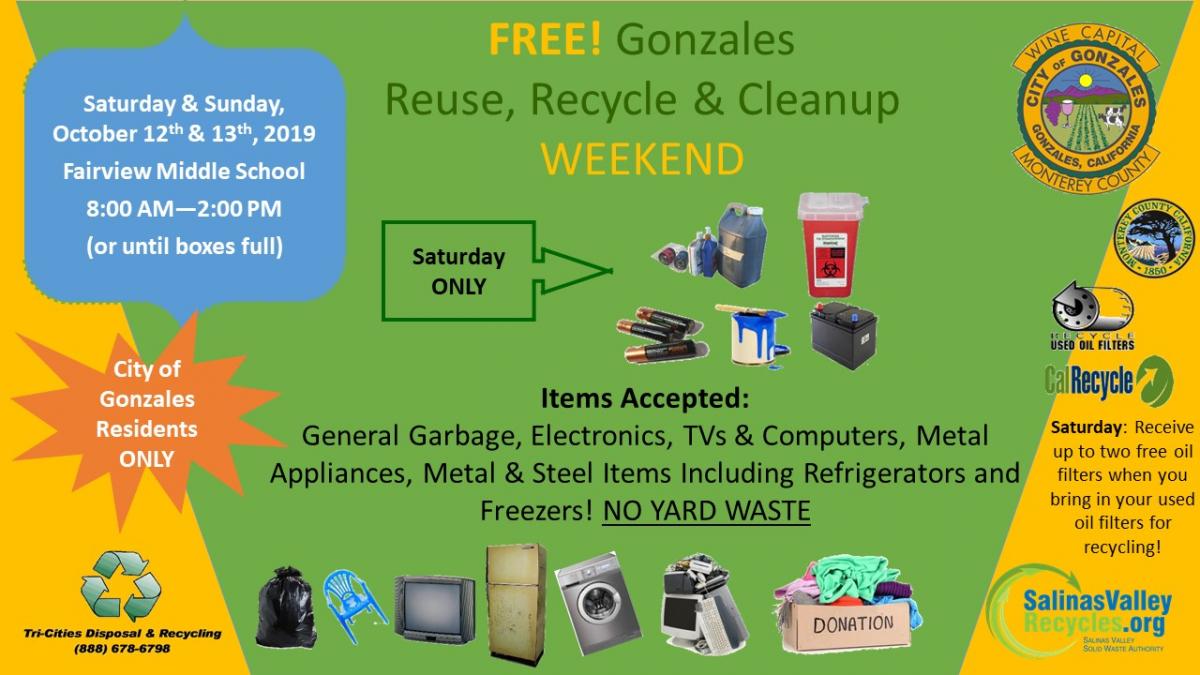 2019 Fall Reuse, Recycle & Cleanup Event Photo: Haz Materials Disposal Items, Items for recycling