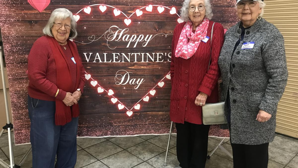Adventure Seeking Seniors Valentine Party Photo: Senior Women, Valentine Banner