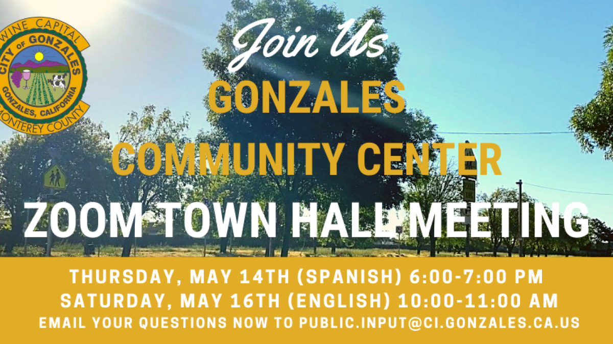 Community Center Town Hall Zoom Meeting Photo: Gonzales Seal, Trees