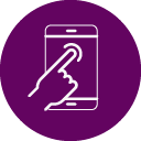 smartphone with hand pushing button icon 