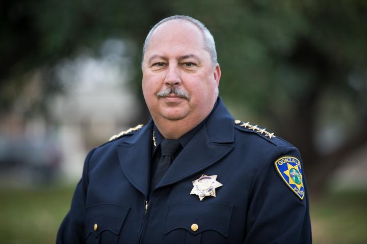 Chief Wise in uniform outside at a local park