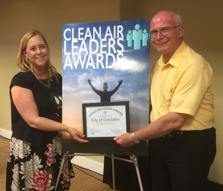 Clean Air award, Maury Treleven and Harold Wolgamott accepting award