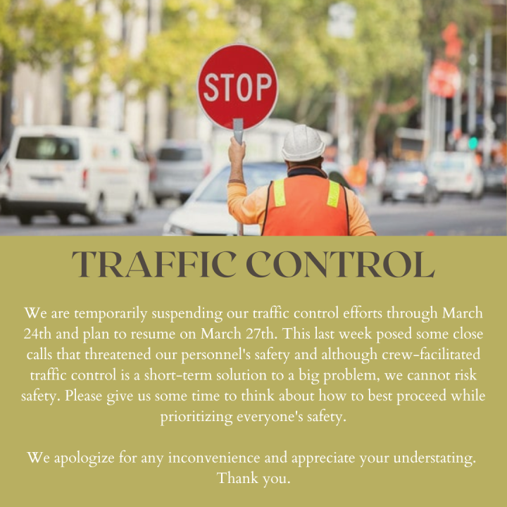 No Traffic Control March 17th - March 24th 